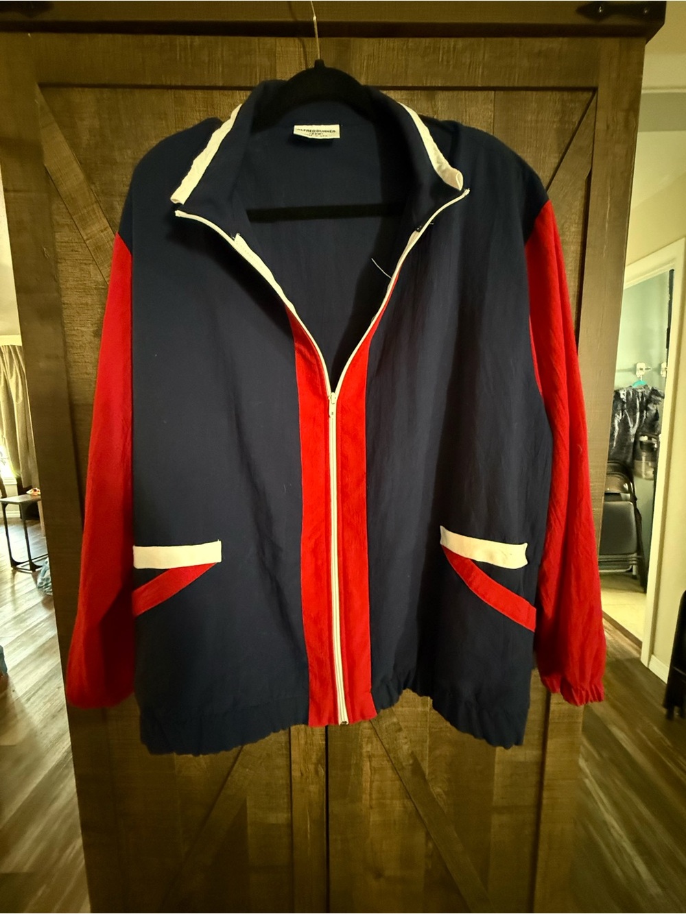 Vintage Alfred Dunner Navy, Red & White Zip-Front Jacket 22W